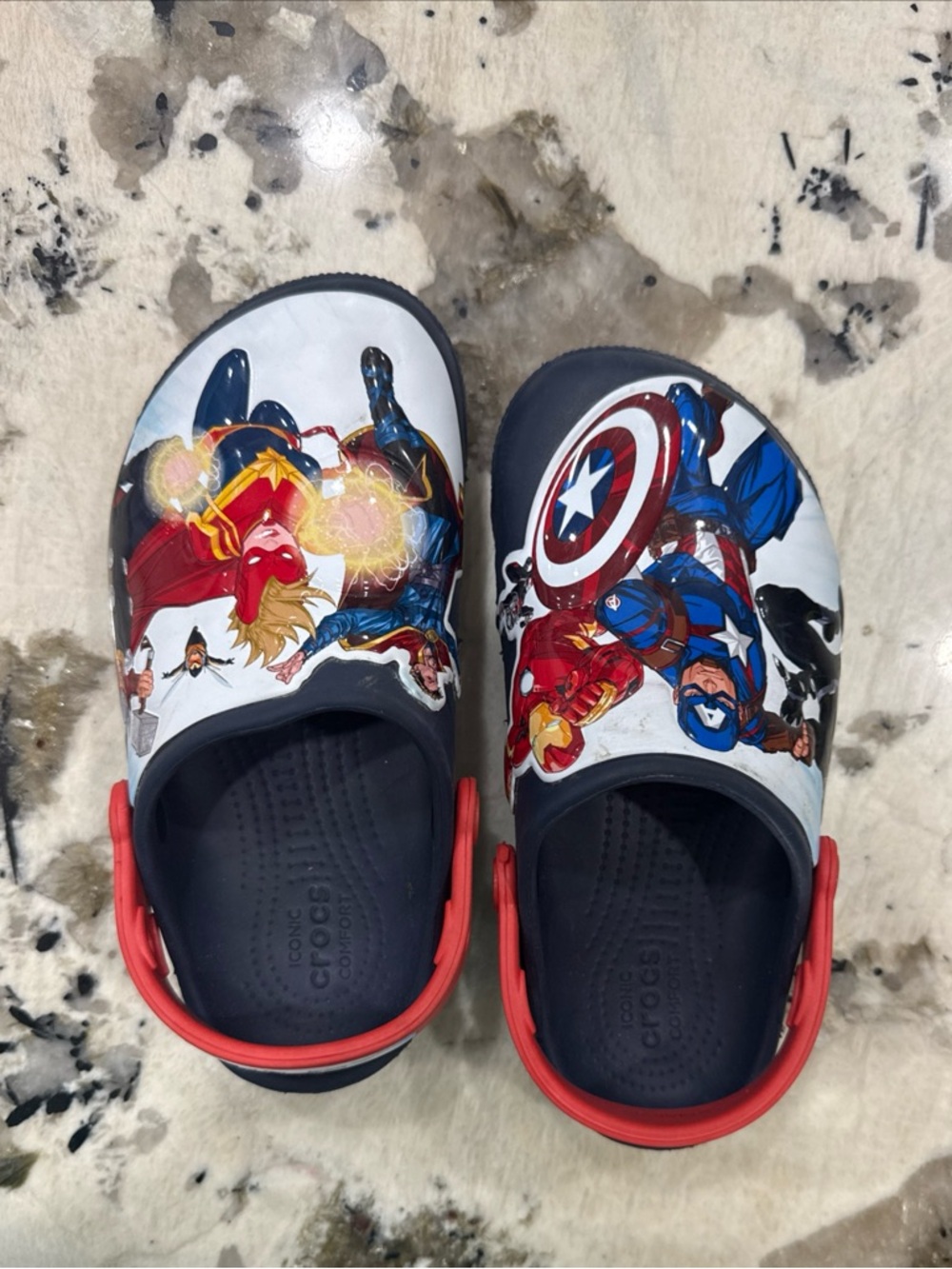 CROCS Kids Marvel Avengers Clogs in Navy, White and Red